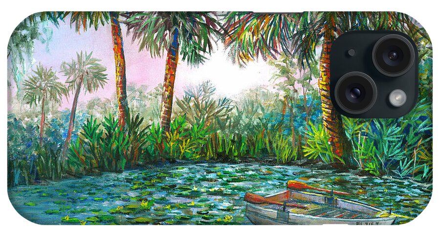 Florida Landscape iPhone Case featuring the painting My Little Boat by Lou Ann Bagnall