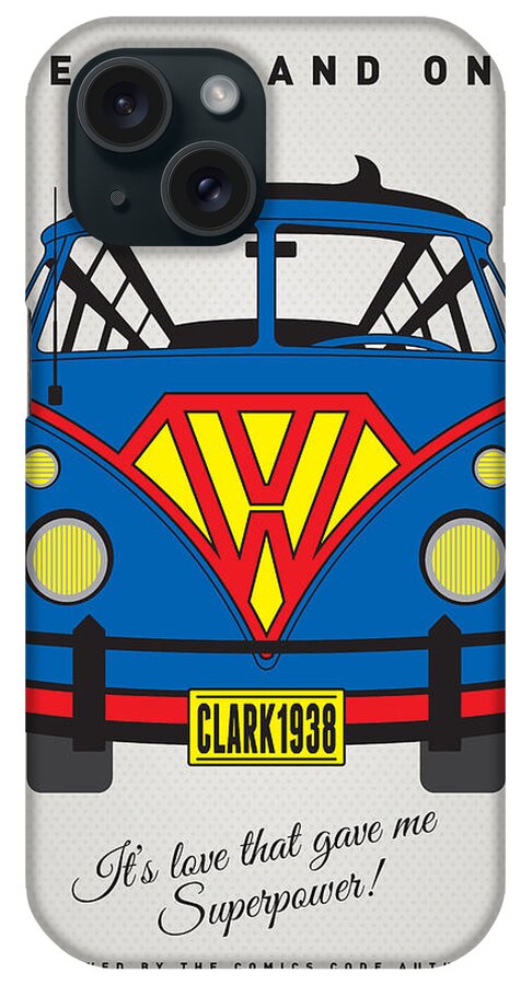 Superheroes iPhone Case featuring the digital art MY SUPERHERO-VW-T1-superman by Chungkong Art