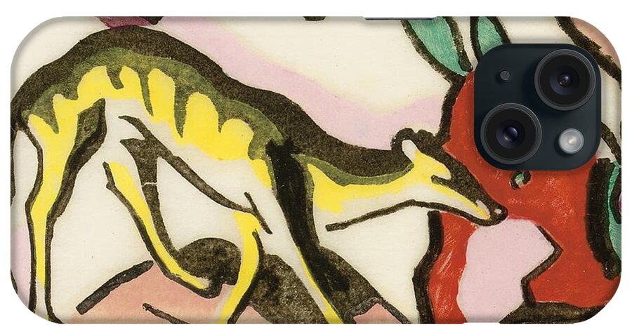 Mythical Animal iPhone Case featuring the painting Mythical animal by Franz Marc