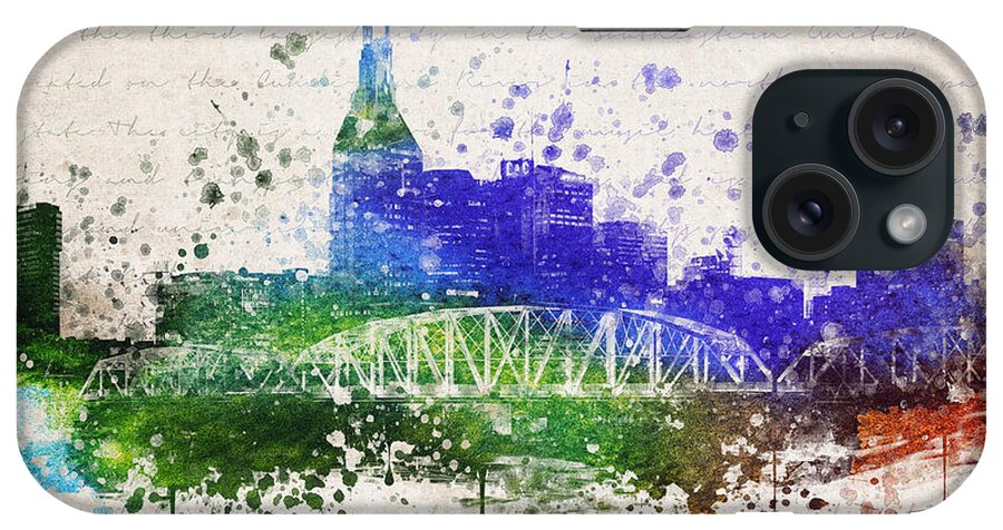 Nashville iPhone Case featuring the digital art Nashville in Color by Aged Pixel