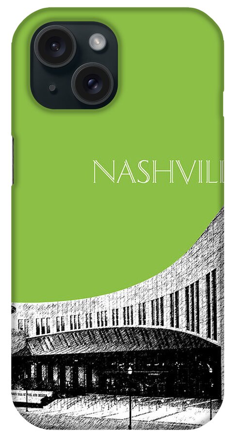 Architecture iPhone Case featuring the digital art Nashville Skyline Country Music Hall of Fame - Olive by DB Artist