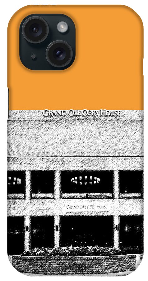 Architecture iPhone Case featuring the digital art Nashville Skyline Grand Ole Opry - Orange by DB Artist