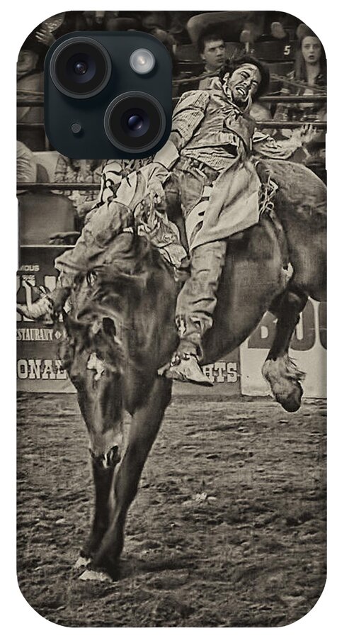Pro Rodeo iPhone Case featuring the photograph National Stock Show Bare Back Action by Priscilla Burgers