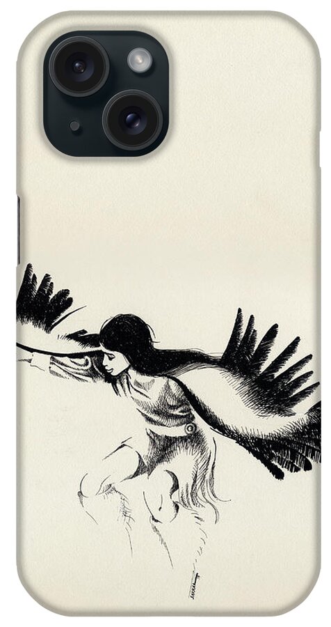 Animal iPhone Case featuring the drawing Native American Dancer by Mamoun Sakkal
