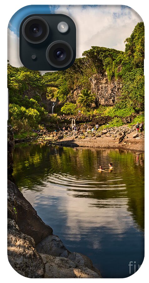 Seven Sacred Pools iPhone Case featuring the photograph Natural Pool - the beautiful scene of the Seven Sacred Pools of Maui. by Jamie Pham