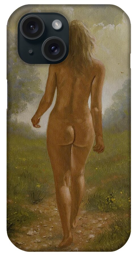 Erotic iPhone Case featuring the painting Nature Girl IV by John Silver