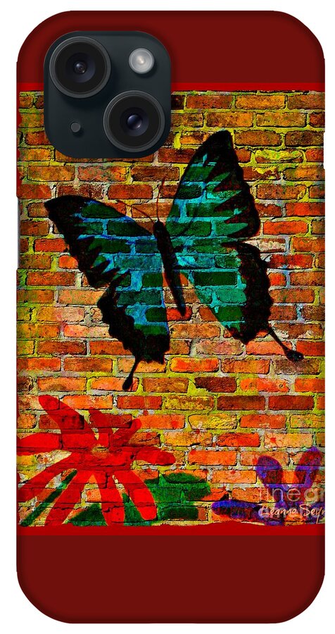 Butterfly. Flowers iPhone Case featuring the mixed media Nature On The Wall by Leanne Seymour