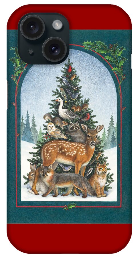 Christmas iPhone Case featuring the painting Nature's Christmas Tree by Lynn Bywaters