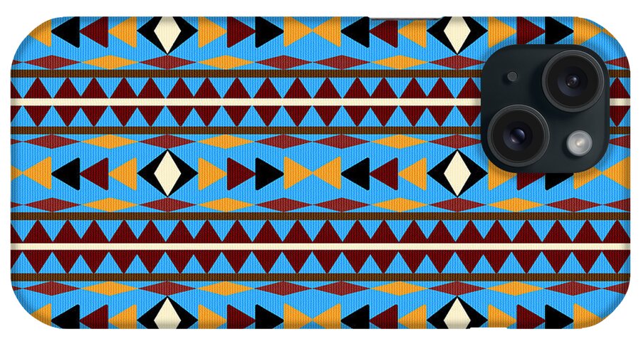 Navajo iPhone Case featuring the mixed media Navajo Blue Pattern by Christina Rollo