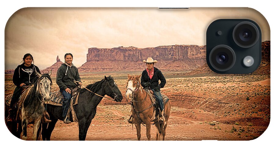 Red Soil iPhone Case featuring the photograph Navajo Riders by Jim Garrison