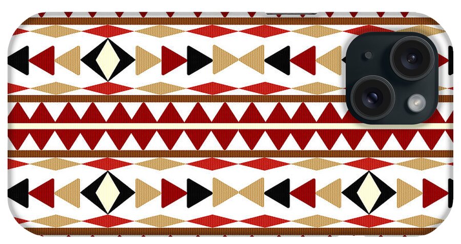 Navajo Pattern iPhone Case featuring the mixed media Navajo White Pattern by Christina Rollo