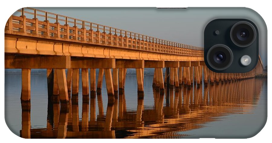 Navarre iPhone Case featuring the photograph Navarre Beach Bridge Sunrise Reflections by Jeff at JSJ Photography