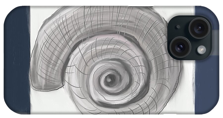 Seashell iPhone Case featuring the painting Navy Seashells II - Navy and Gray Art by Lourry Legarde