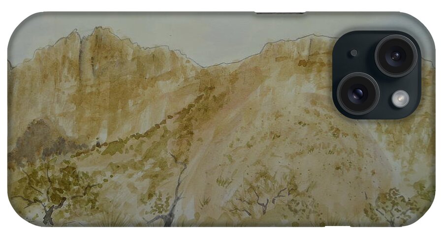 Guadalupe Mountains National Park iPhone Case featuring the painting Near the campsite by Joel Deutsch