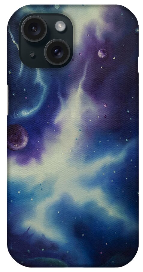 Purple; Red; Blue; Stunning; Landscape; James C. Hill; Copyright 2014 - James Christopher Hill; Jameshillgallery.com; Sci-fi; Science Fiction; Spheres; Power; Light; Ball; Motion; Concept Art; Concept Sketch; Nebula; Astronomy; Space; Gas; Planet; Star iPhone Case featuring the painting Nebulae NGC -1014 by James Hill