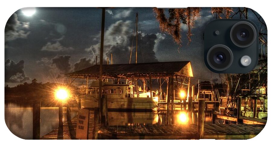 Alabama iPhone Case featuring the digital art Nelson's Marina with Super Moon by Michael Thomas