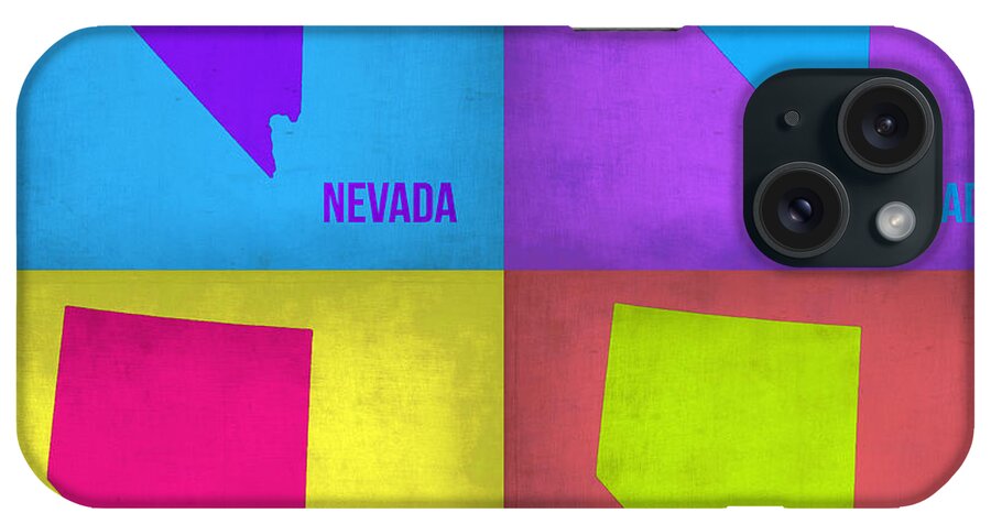 Nevada Map iPhone Case featuring the painting Nevada Pop Art Map 1 by Naxart Studio