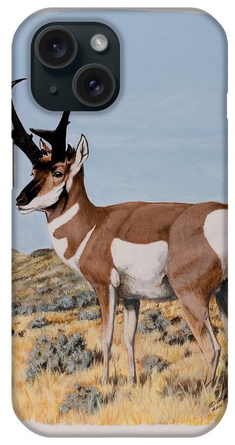 Nevada iPhone Case featuring the painting Nevada Pronghorn by Darcy Tate