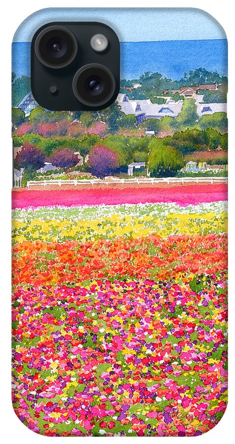 Landscape iPhone Case featuring the painting New Carlsbad Flower Fields by Mary Helmreich