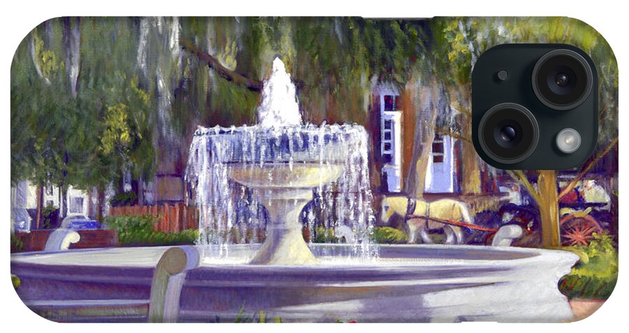 Fountain iPhone Case featuring the painting New Orleans Square by Candace Lovely