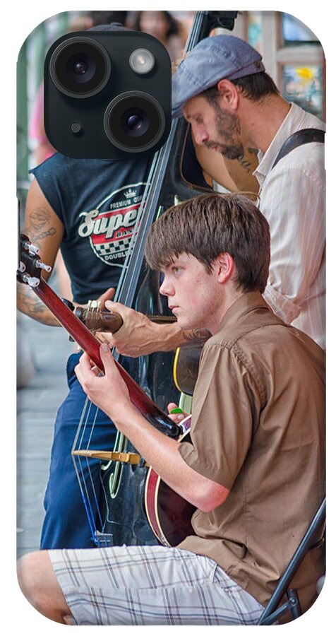 Bass iPhone Case featuring the photograph New Orleans Street Trio by Jim Shackett