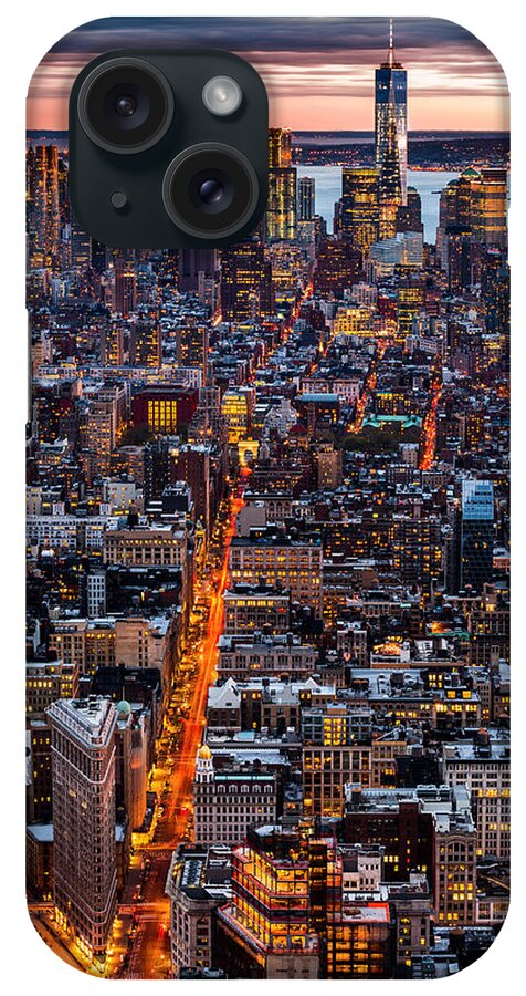 5th Avenue iPhone Case featuring the photograph New York aerial cityscape by Mihai Andritoiu