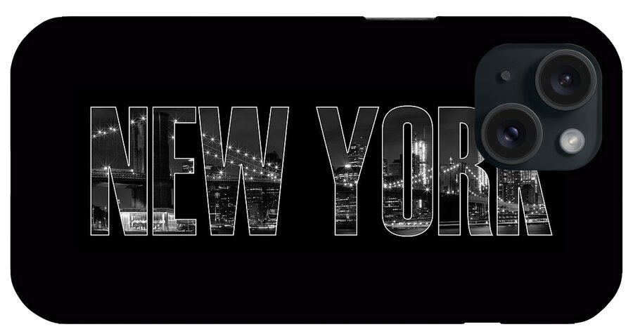 New York iPhone Case featuring the photograph NEW YORK CITY Brooklyn Bridge bw by Melanie Viola