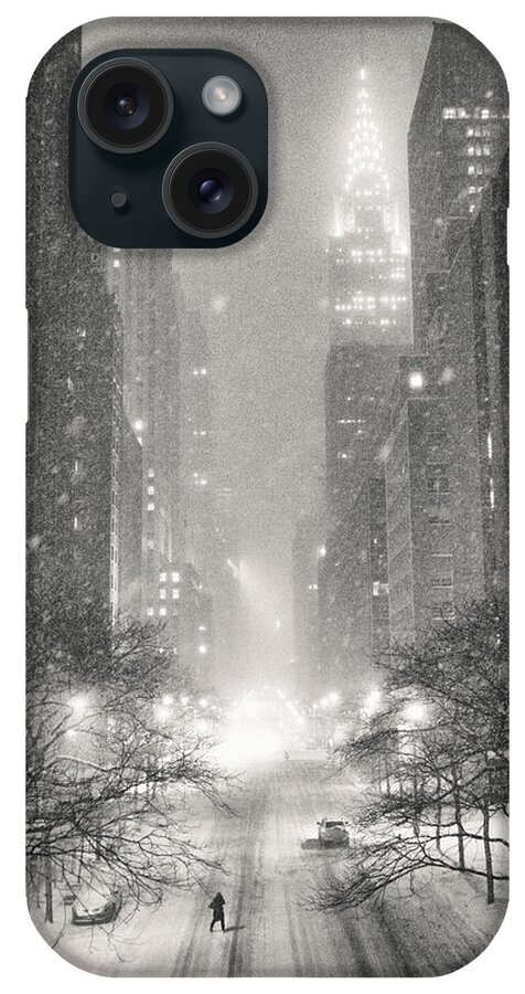 Nyc iPhone Case featuring the photograph New York City - Winter Night Overlooking the Chrysler Building by Vivienne Gucwa