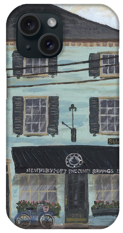 #americana iPhone Case featuring the painting Newburyport Five Cents Savings Bank by Francois Lamothe
