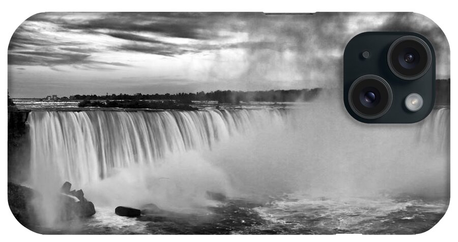 Niagara Falls iPhone Case featuring the photograph Niagara Falls Black White by Charline Xia