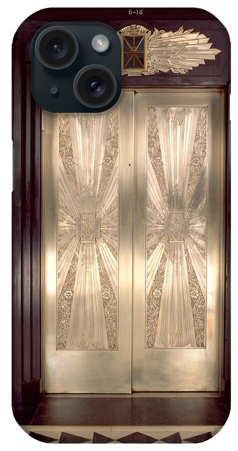 Photography iPhone Case featuring the photograph Nickel Metalwork Art Deco Elevator by Panoramic Images