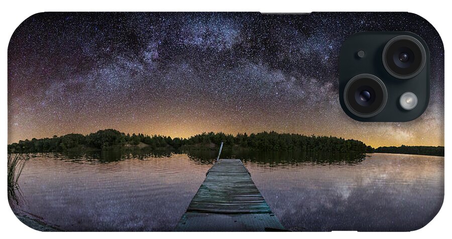 Pano iPhone Case featuring the photograph Night at the Lake by Aaron J Groen