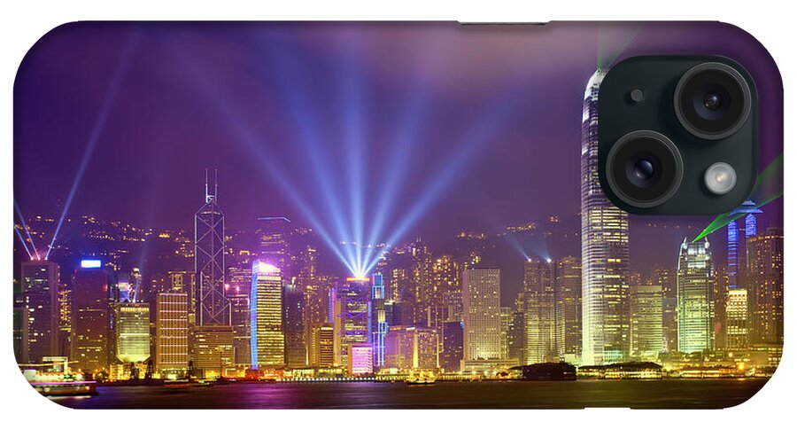 Chinese Culture iPhone Case featuring the photograph Night Cityscape Of Hongkong by Ithinksky
