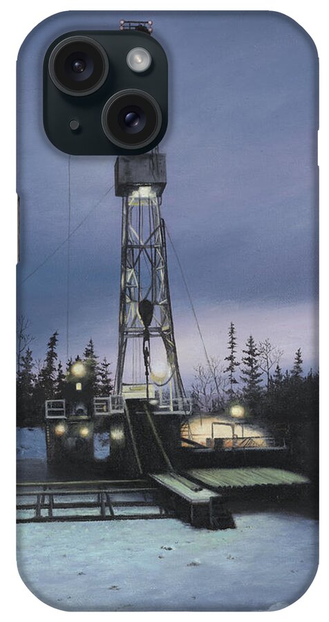 Drilling Rig iPhone Case featuring the painting Night Shift by Tammy Taylor