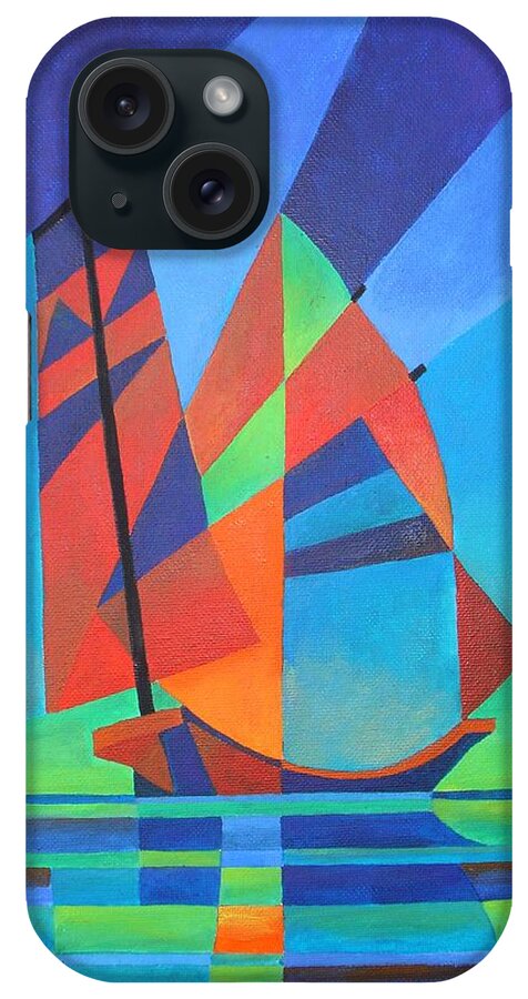 Sailboat iPhone Case featuring the painting Nightboat by Taiche Acrylic Art