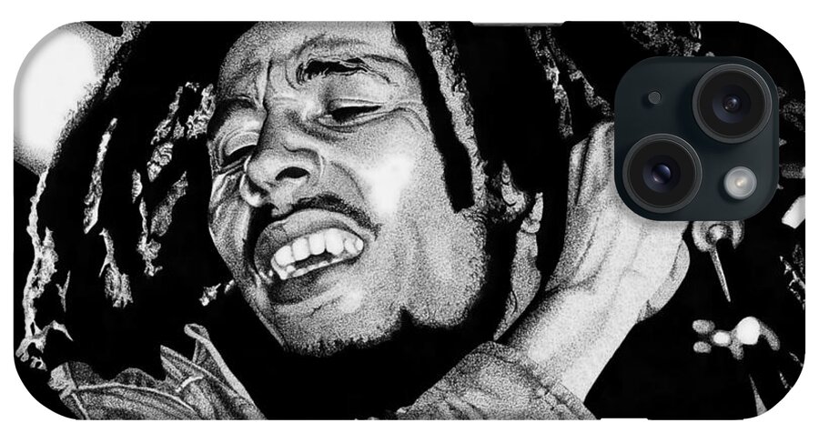 Bob Marley iPhone Case featuring the drawing No Woman No Cry by Cory Still