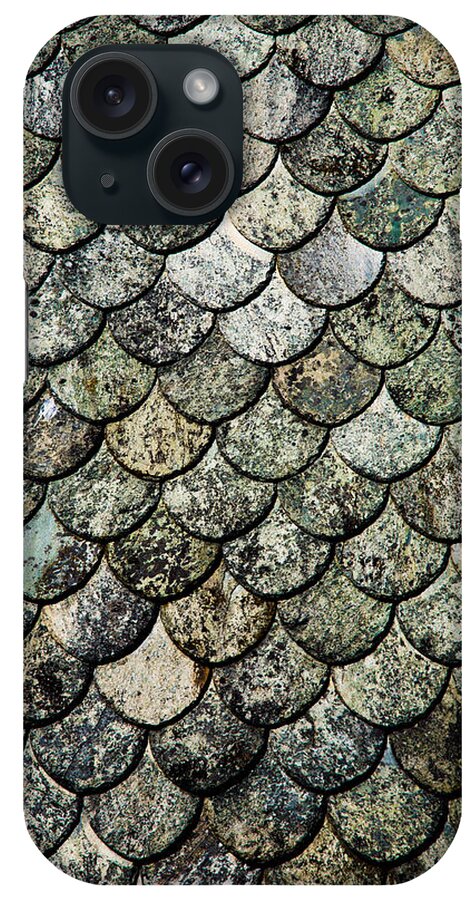 Fish iPhone Case featuring the digital art Norwegian Fish Scale Pattern Slate Roof by Hakon Soreide