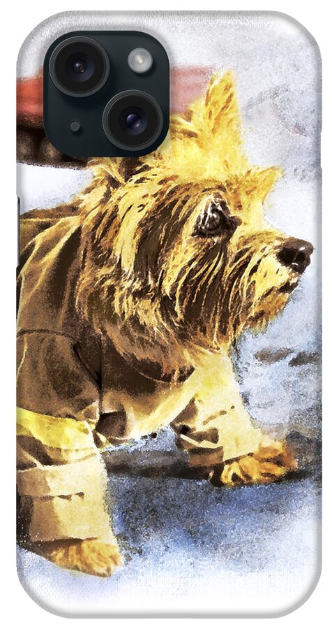 Watercolor Effect iPhone Case featuring the digital art Norwich Terrier Fire Dog by Susan Stone