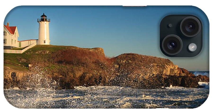 Maine iPhone Case featuring the photograph Nubble Light with Rough Seas by Kyle Lee
