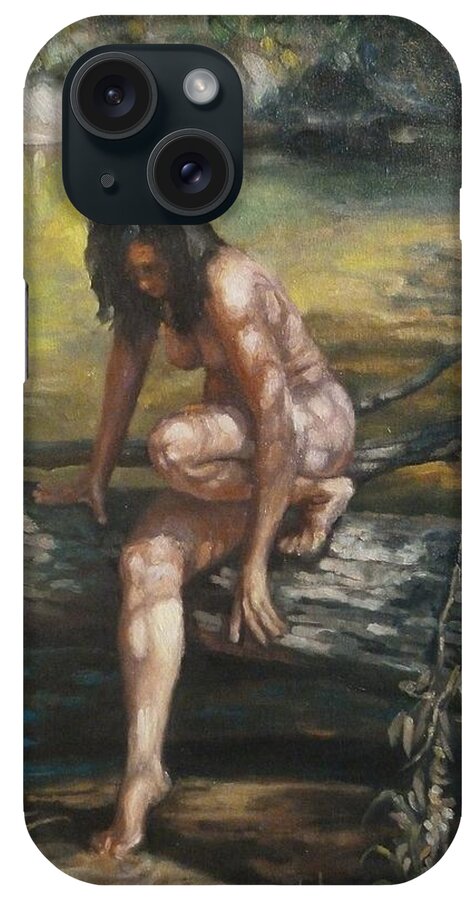 Nude iPhone Case featuring the painting Nude by the Kickapoo by Jeff Dickson