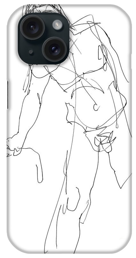 Male iPhone Case featuring the drawing Nude_Male_Drawing_30 by Gordon Punt