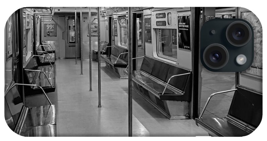 Big Apple iPhone Case featuring the photograph NYC F Subway Train BW by Susan Candelario