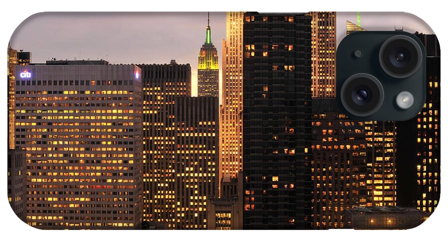 Nyc iPhone Case featuring the photograph Nyc Midtown Golden Lights by Joseph Hedaya