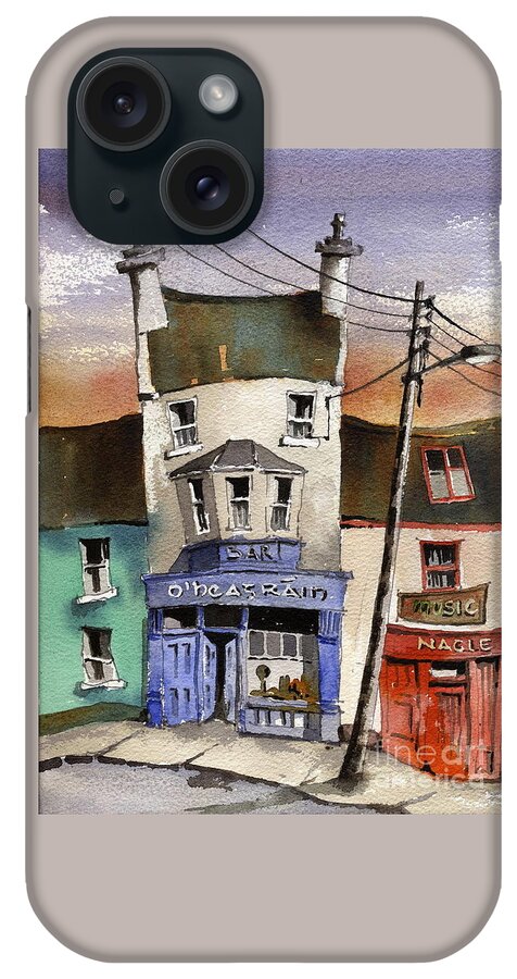 Val Byrne iPhone Case featuring the painting O Heagrain Pub, viewed 21,339 times by Val Byrne