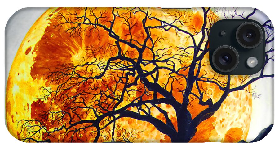 Moon iPhone Case featuring the painting Oak Tree Moonrise by Douglas Castleman