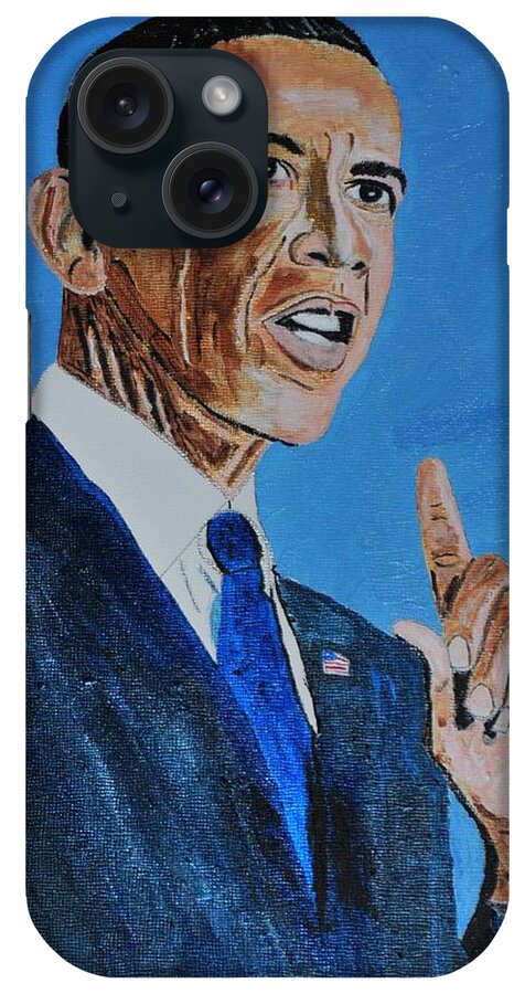 Obama iPhone Case featuring the mixed media Obama by Deborah Stanley