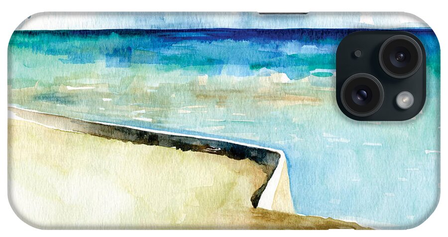 Turquoise iPhone Case featuring the painting Ocean Pier in Key West Florida by Catherine Twomey