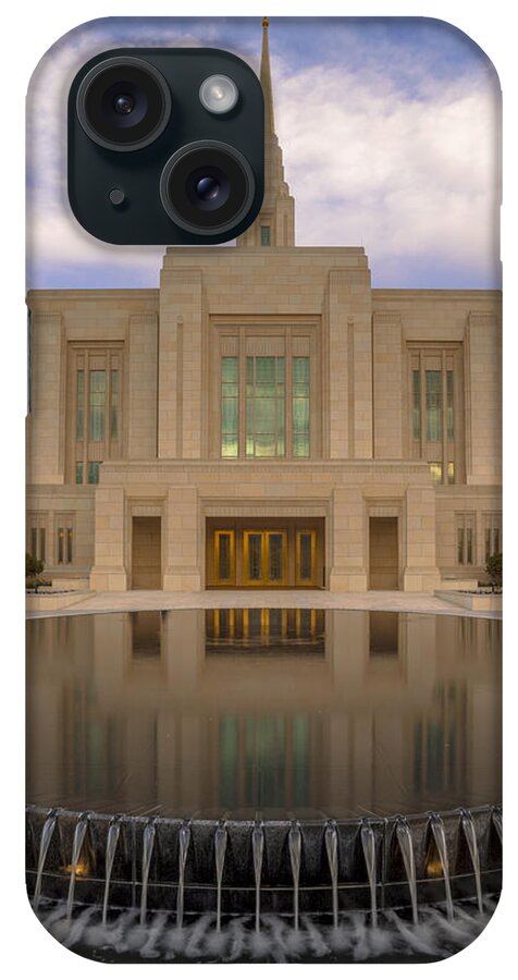 Utah iPhone Case featuring the photograph Ogden Temple Fountain by Dustin LeFevre