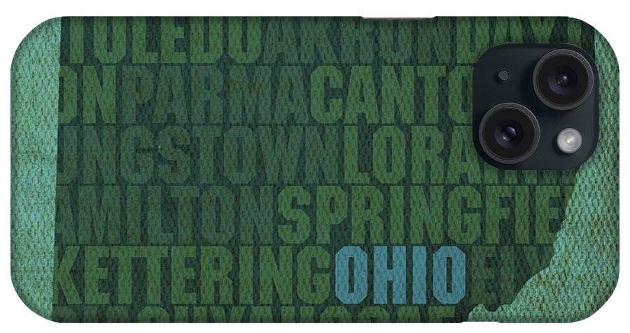 Ohio State Word Art On Canvas iPhone Case featuring the mixed media Ohio State Word Art on Canvas by Design Turnpike
