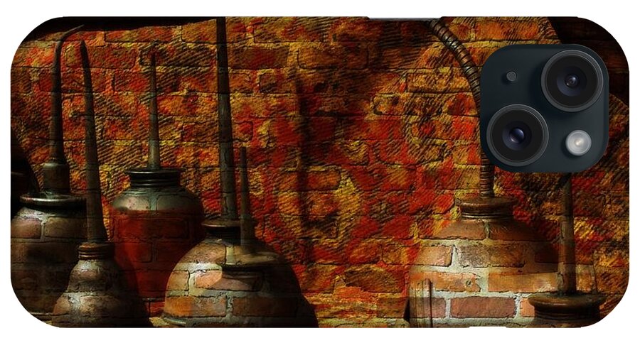 Still Life iPhone Case featuring the digital art Oil and Brick by Tg Devore